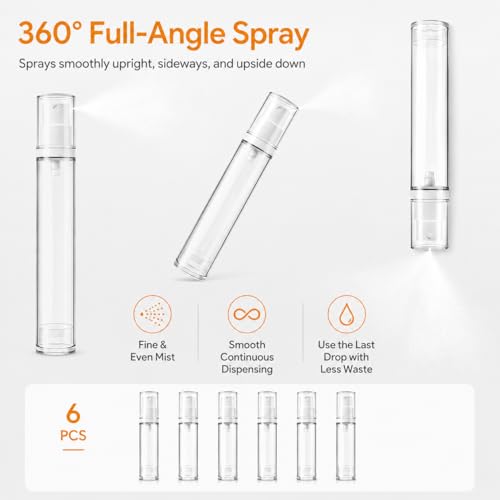 LUSTRIB Airless Travel Spray Bottles Set - 5ml, 10ml, 15ml Refillable