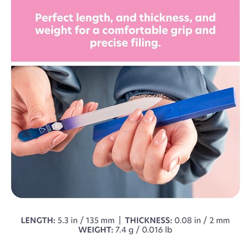 Bona Fide Beauty Glass Nail File with Case - Aqua Cobalt, Made in Czech