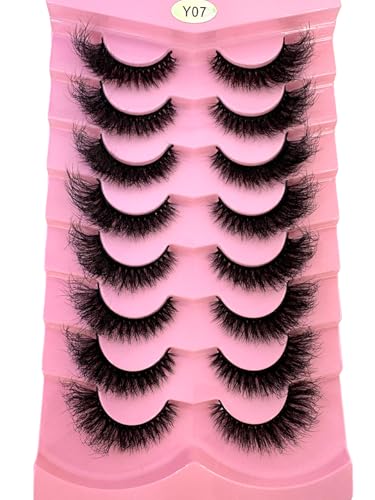 HBZGTLAD 8 Pairs Natural 3D Mink False Eyelashes Long Makeup Y07