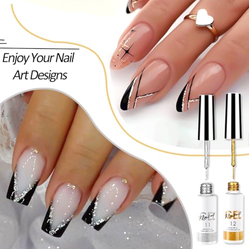 12-Color Nail Liner Gel Polish Kit with Integrated Precision Brush