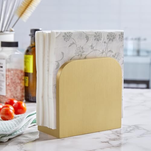 ALELION Wooden Napkin Holder - Elegant Gold U-Shaped Design
