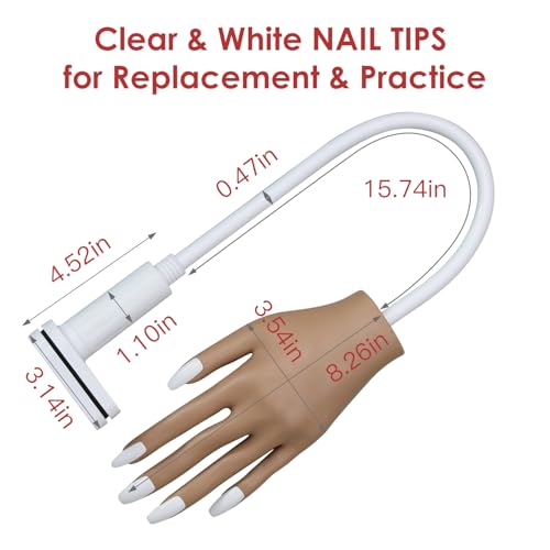 BORNBYME Adjustable Nail Practice Hand with 200 Nail Tips for Training
