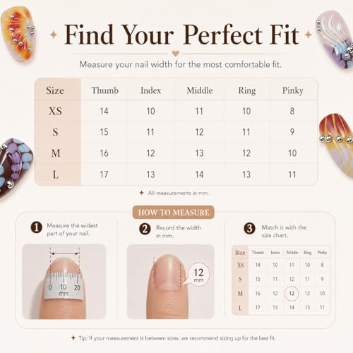10pcs Almond Press-On Nails M - Gradient 3D Silver Rivets & Textures