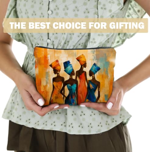 Vibrant African Woman Makeup Bag - Compact Travel Organizer for Women