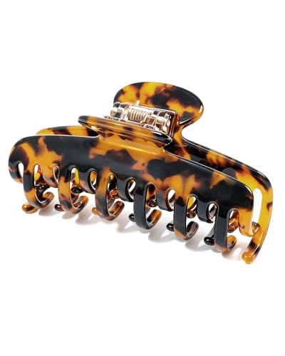 Mesovor Tortoise Coffee Double Row Teeth Hair Claw Clips for Thin Hair