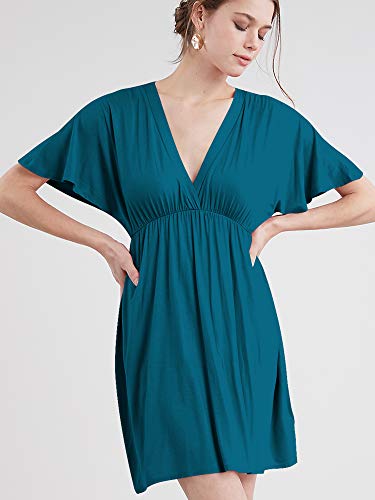 Lock and Love Women's Kimono Style Deep V Neck Dress 3X-Large