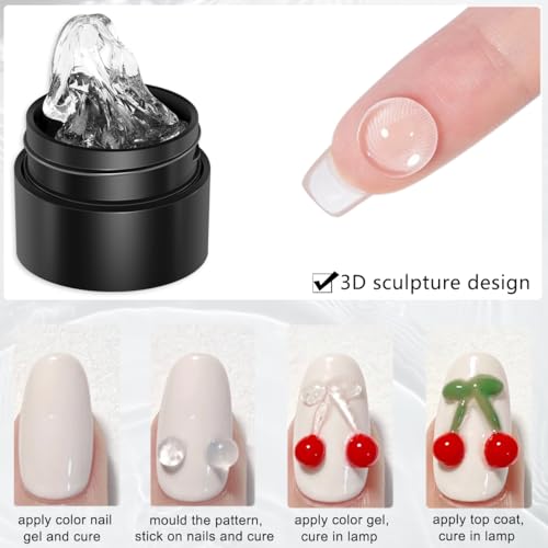 Fcozpjk 3D Sculpting Gel Kit - Clear & White Hard Gel for Nails