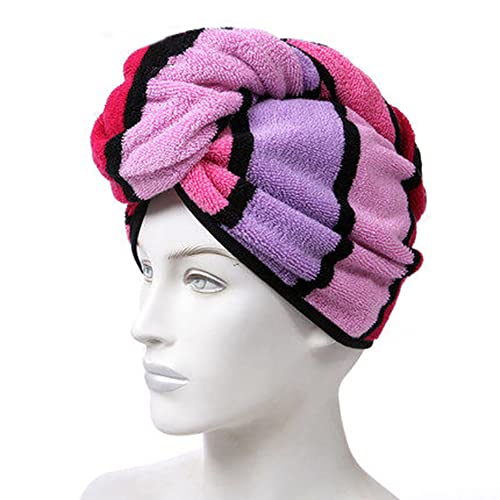 Anller 2-Pack 100% Cotton Hair Towel Wrap with Button for Fast Drying
