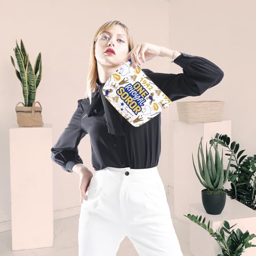 One Rhoyal Sorority Sister Makeup Bag - Blue & Gold Zipper Pouch