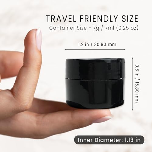Beauticom 36 Black Plastic Jars with Foam Lined Lid - 7g/7ml