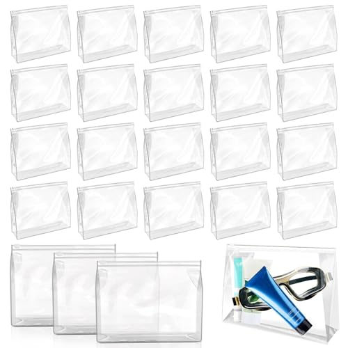 24 Pcs Clear Makeup Bags 5.9 x 5.1 x 1.4 inches PVC Organizer Travel Storage