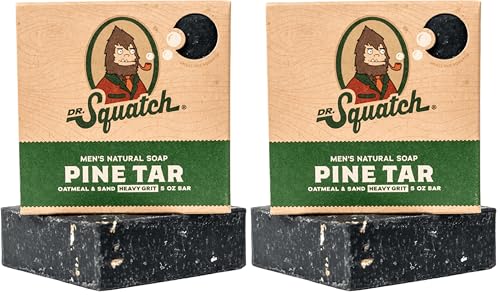 Dr. Squatch Pine Tar Bar Soap for Men - Heavy Grit (Pack of 2)