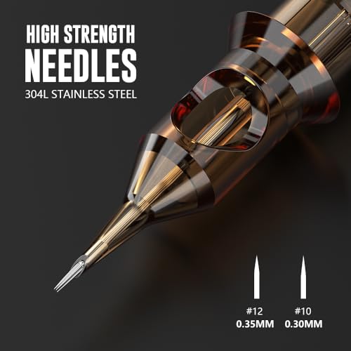 RHEIN 7RL Tattoo Cartridge Needles - #12 0.35mm Round Liner (20 Pack)