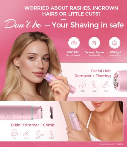PRITECH Pink Bikini Trimmer for Women - Dual Head Hair Remover