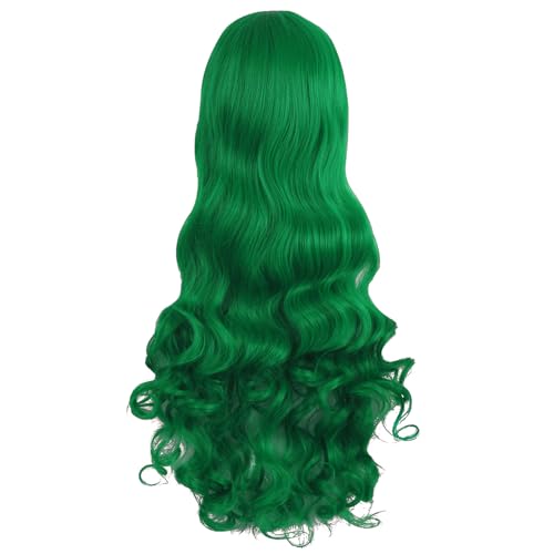 Grass Green Long Curly Clip-On Ponytails Cosplay Wig
