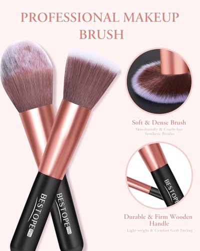 20PC Rose Gold Travel Makeup Brush Set with LED Mirror