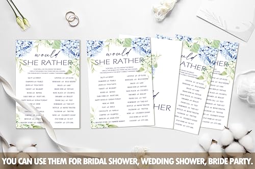 25 Blue Floral Bridal Shower Game Cards - Party Favors & Supplies
