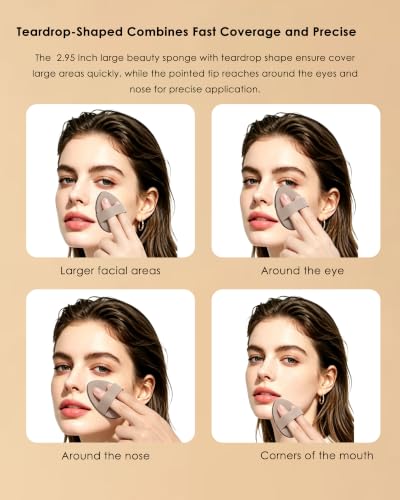 ACCOF 3Pcs Teardrop Double-Sided Makeup Sponges with Elastic Band