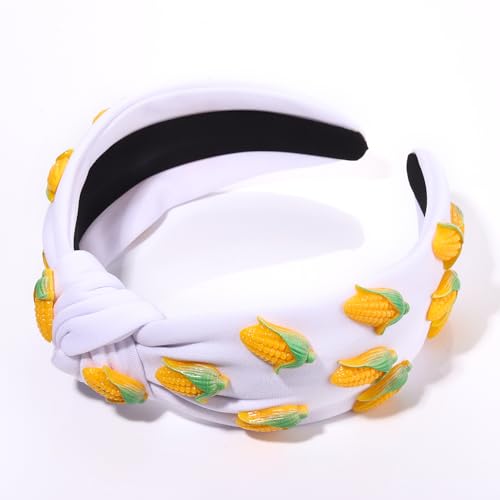 Corn Print Knotted Headband for Women & Girls - Tropical Summer Hair Accessory