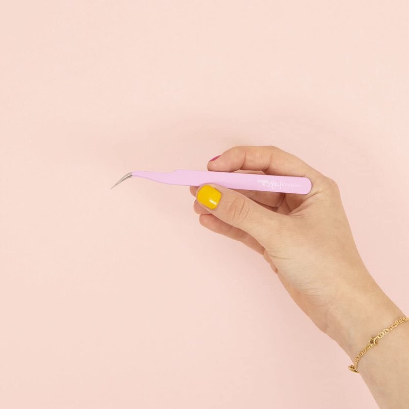 Craftelier - Precision Tweezers with Curved Tip and Spiked Finish for Die Cutting and Placing Small Pieces and Ornaments | Includes Cap to Protect the Tip | Pink Colour