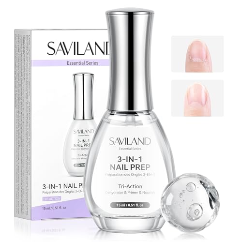 SAVILAND 3-in-1 Nail Dehydrator, Primer & Nourishing Base for Long-Lasting Manicures