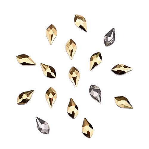 140pcs Flame Shape Glass Nail Rhinestones - 10 Color Flat Back Crystal Set