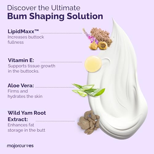 Major Curves Bum Booster Cream 6 Fl Oz - Natural Butt Enhancement & Firming