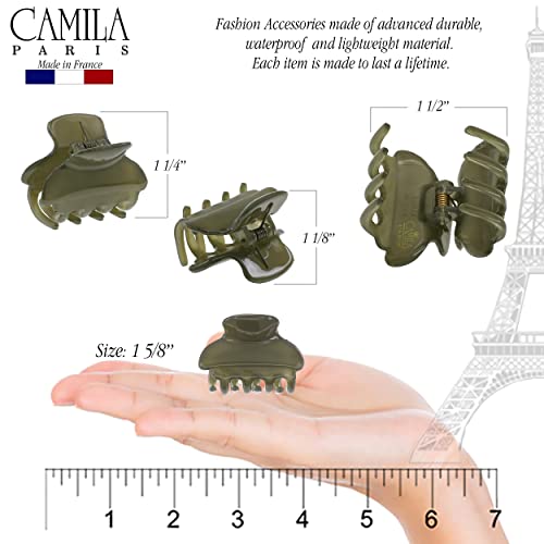 Green 1.5 Inch French Small Hair Claw Clip for Women - Strong Hold, No Slip Grip