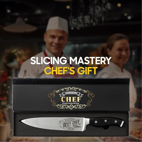 Engraved Chef Knife - 8" Stainless Steel with Pakkawood Handle - Perfect Gift for Chefs