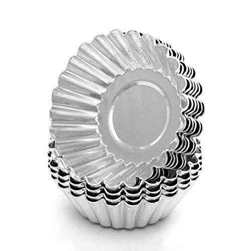 20 Pcs Mini Egg Tart Molds - Reusable Non-Stick Aluminium Tart Pans