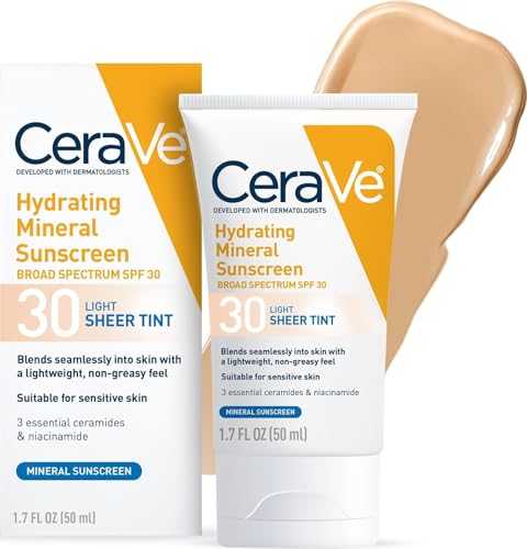 CeraVe Tinted Sunscreen SPF 30 - Mineral Moisturizer for Face, 1.7oz