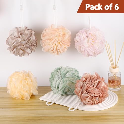 Large Bath Loofah Sponge Set 6x 75g Exfoliating Body Scrubbers for Shower