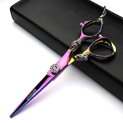 Professional 6.0 Inch Rainbow Dragon Handle Thinning Scissors for Hair Cutting