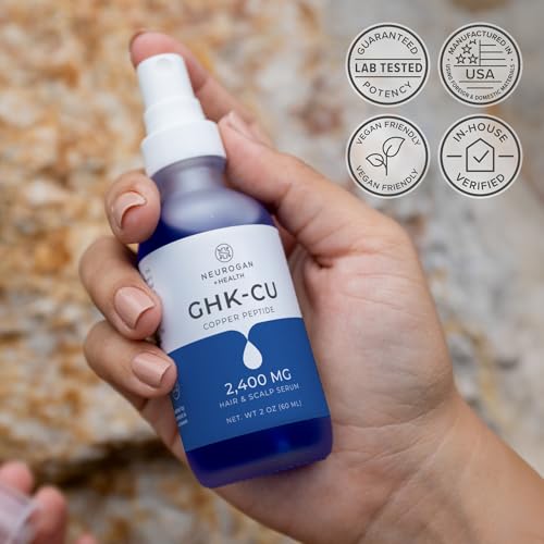 Neurogan GHK-Cu Copper Peptide Hair & Scalp Serum ? 2400mg, 4% Copper Peptides ? Fast-Absorbing, Water-Based Formula for Hair Softness & Shine - Cosmetic Dry Scalp Moisturizer Spray, Made in USA