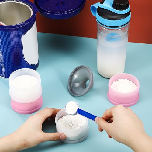 Baderke Protein Powder Travel Container Set with Funnels - Pink & White