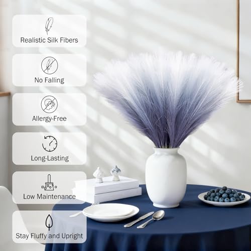 Navy Blue Pampas Grass Decor - 50 Pcs 21.6 inch Faux Arrangement