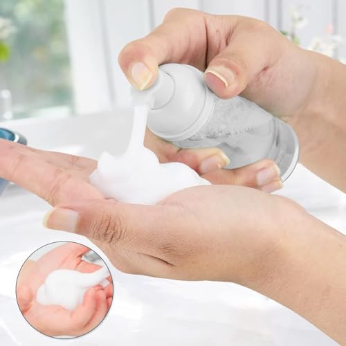 Pink Travel Foam Pump Bottle 2oz 3-Pack Refillable Dispenser for Soap & Shampoo