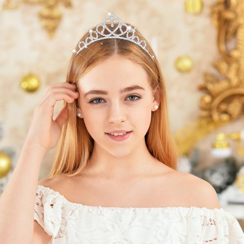 Gold Princess Crown Tiara Headbands - 2 Pcs Rhinestone Set