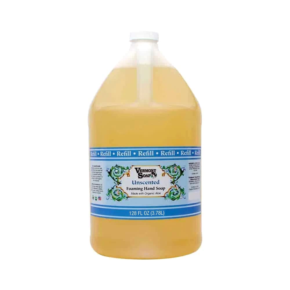 Vermont Soap Organic Unscented Foaming Hand Soap - Natural Moisturizing Liquid Soap for Dry Skin | 64 oz