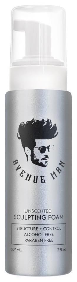 Avenue Man Unscented Sculpting Foam Mousse for Men - 7 oz, Frizz Control & Firm Hold