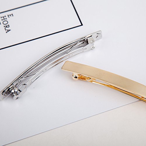 Teensery 2-Pack Metal Hair Clips - 4 Inch Gold & Silver Spring Barrette Hair Accessories for Women & Girls