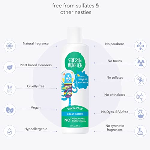 Fresh Monster 2-in-1 Kids Shampoo & Body Wash - Ocean Splash, 8.5 oz