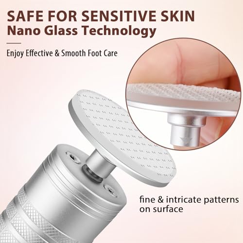 Kredioo Electric Foot Callus Remover - Silver 5 in 1 Nano Glass Pedicure Tool