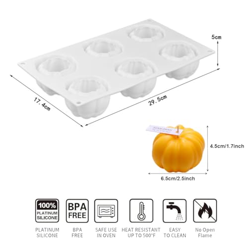 EchoDone 3D Pumpkin Silicone Mold - 6 Cavity Baking Pan