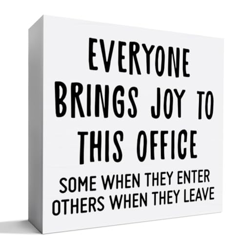 Funny Office Desk Decor Wooden Sign - 5x5 Inches Gift for Coworkers