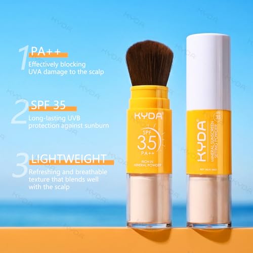 KYDA Mineral Sunscreen Powder SPF 35 - Matte Setting Powder for Face & Hair