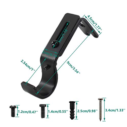 Heavy Duty Adjustable Curtain Rod Brackets - 3 Pack for 1-Inch Rods