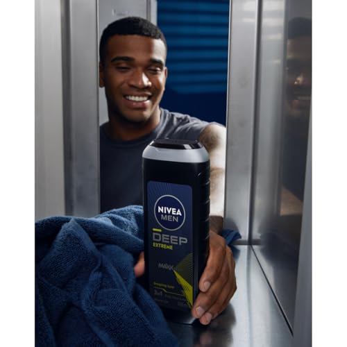 NIVEA Men Deep Sport 3-in-1 Shower Gel, 500ml - Body, Face & Hair Cleanser