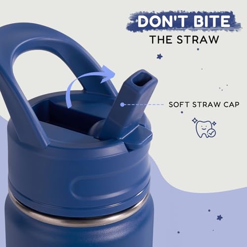 Fijinhom 12oz Kids Water Bottle - Leak-Proof Stainless Steel with Straw