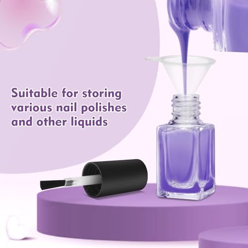 7ml Empty Nail Polish Bottles with Brush, Mixing Balls & Funnels - 5 Pack